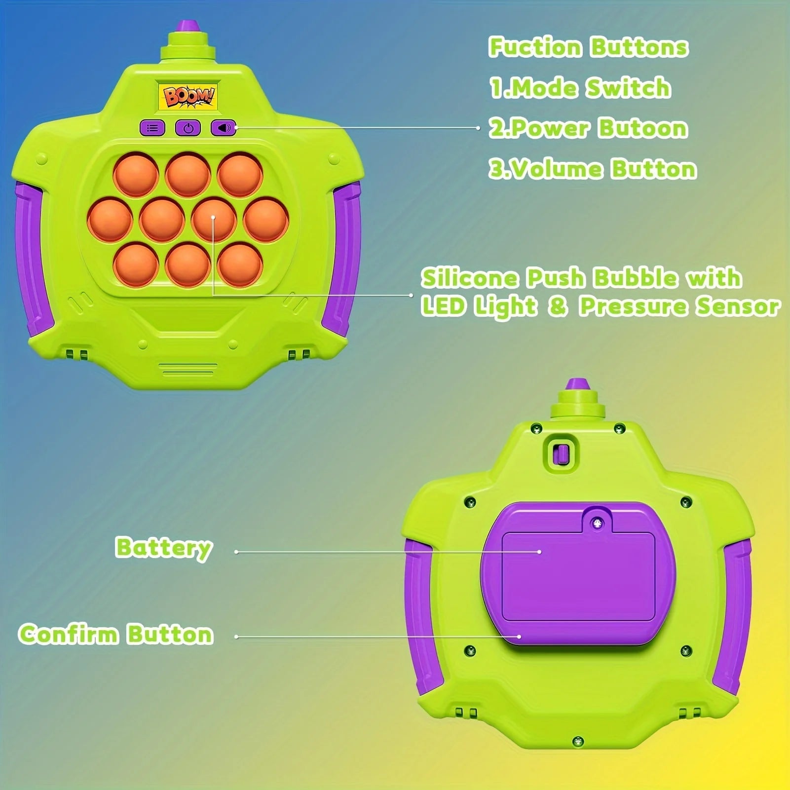 Pop Fidget Lumineux – Jeu Sensoriel Quick Push Anti-Stress pour Enfants (Idée Cadeau Halloween, Noël, Anniversaire)